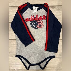 Vintage 3T (36Months) Adidas Kids Bodysuit - Gray, Navy, and Red Original Tag